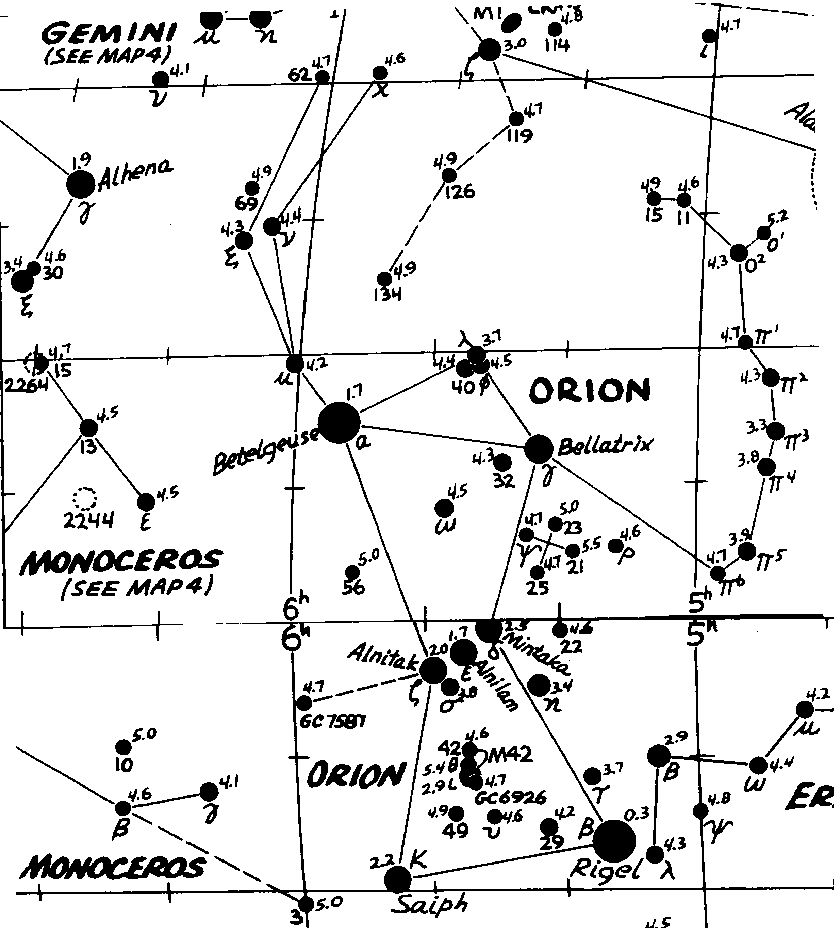 orion nebula map