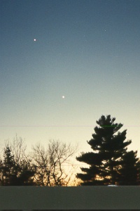 The Conjunction of Venus and Jupiter - Feb 15, 1999 - Photo Copyright by Ron and Jean Zincone