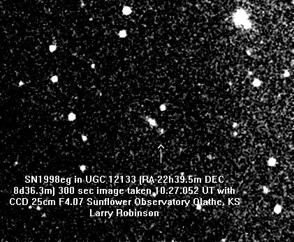 Supernova 1998eg - CCD image copyright by Larry Robinson, Olathe, KS 1/17/98